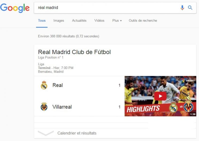 Sport Score_Horaires Réal Madrid recherche Google